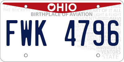 OH license plate FWK4796