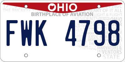 OH license plate FWK4798