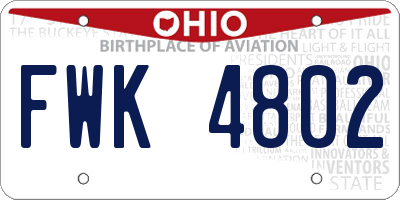 OH license plate FWK4802