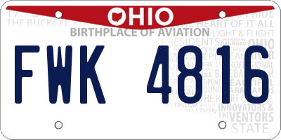 OH license plate FWK4816