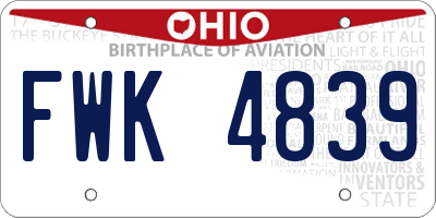 OH license plate FWK4839