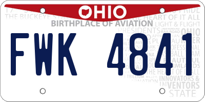 OH license plate FWK4841