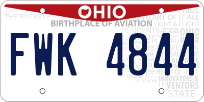 OH license plate FWK4844