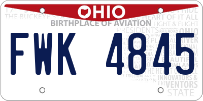 OH license plate FWK4845