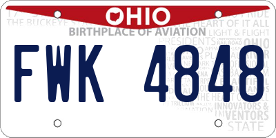 OH license plate FWK4848