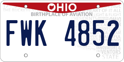 OH license plate FWK4852