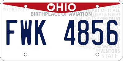 OH license plate FWK4856