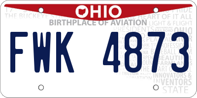 OH license plate FWK4873