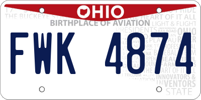 OH license plate FWK4874