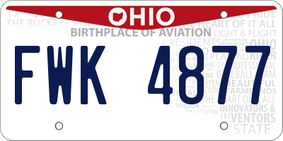 OH license plate FWK4877