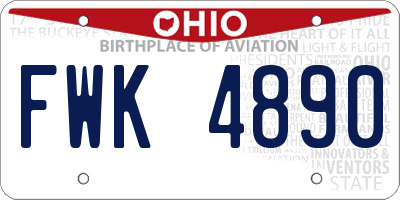 OH license plate FWK4890