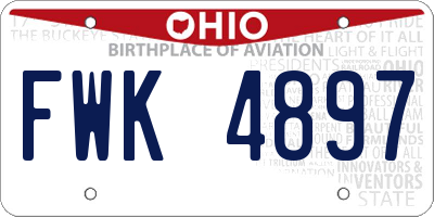 OH license plate FWK4897