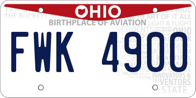 OH license plate FWK4900