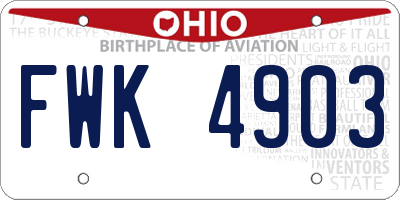 OH license plate FWK4903