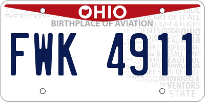 OH license plate FWK4911
