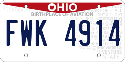 OH license plate FWK4914