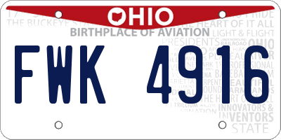 OH license plate FWK4916