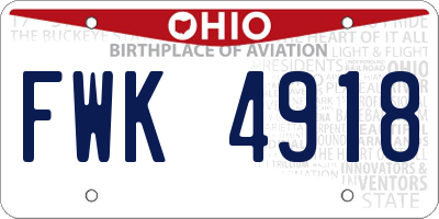 OH license plate FWK4918