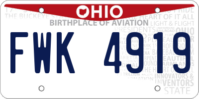 OH license plate FWK4919