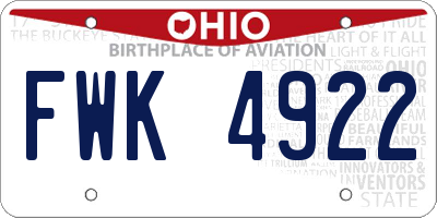 OH license plate FWK4922