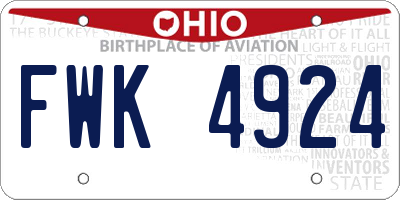 OH license plate FWK4924