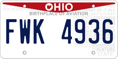 OH license plate FWK4936