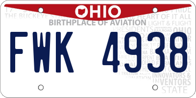 OH license plate FWK4938