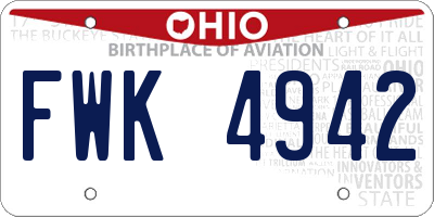 OH license plate FWK4942