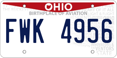 OH license plate FWK4956