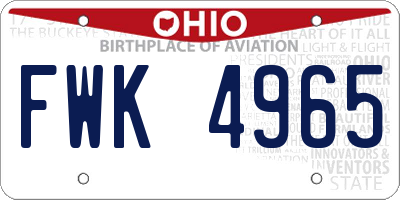 OH license plate FWK4965
