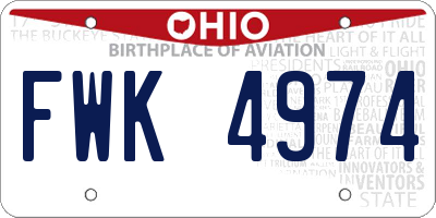 OH license plate FWK4974