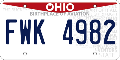 OH license plate FWK4982