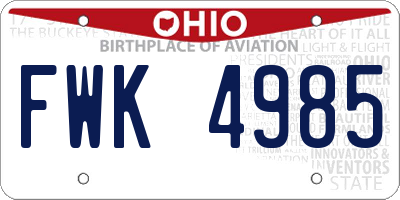 OH license plate FWK4985