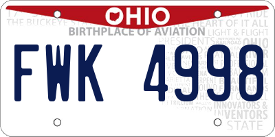 OH license plate FWK4998
