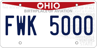 OH license plate FWK5000