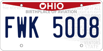 OH license plate FWK5008