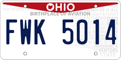 OH license plate FWK5014
