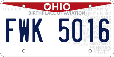 OH license plate FWK5016
