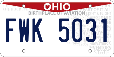 OH license plate FWK5031