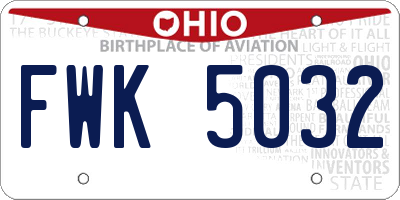 OH license plate FWK5032