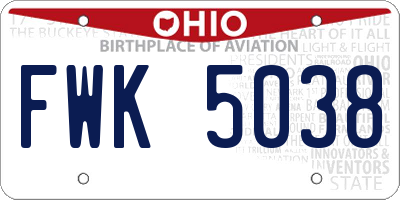OH license plate FWK5038