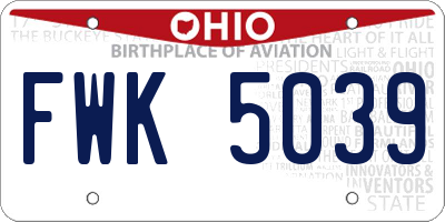 OH license plate FWK5039