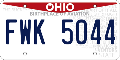 OH license plate FWK5044