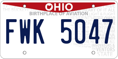 OH license plate FWK5047