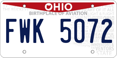 OH license plate FWK5072