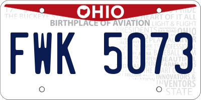 OH license plate FWK5073