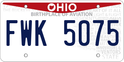 OH license plate FWK5075