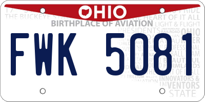 OH license plate FWK5081