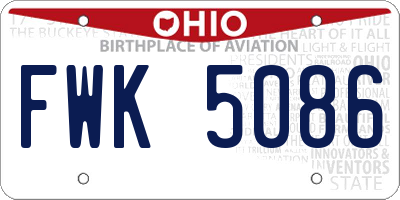 OH license plate FWK5086