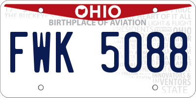 OH license plate FWK5088